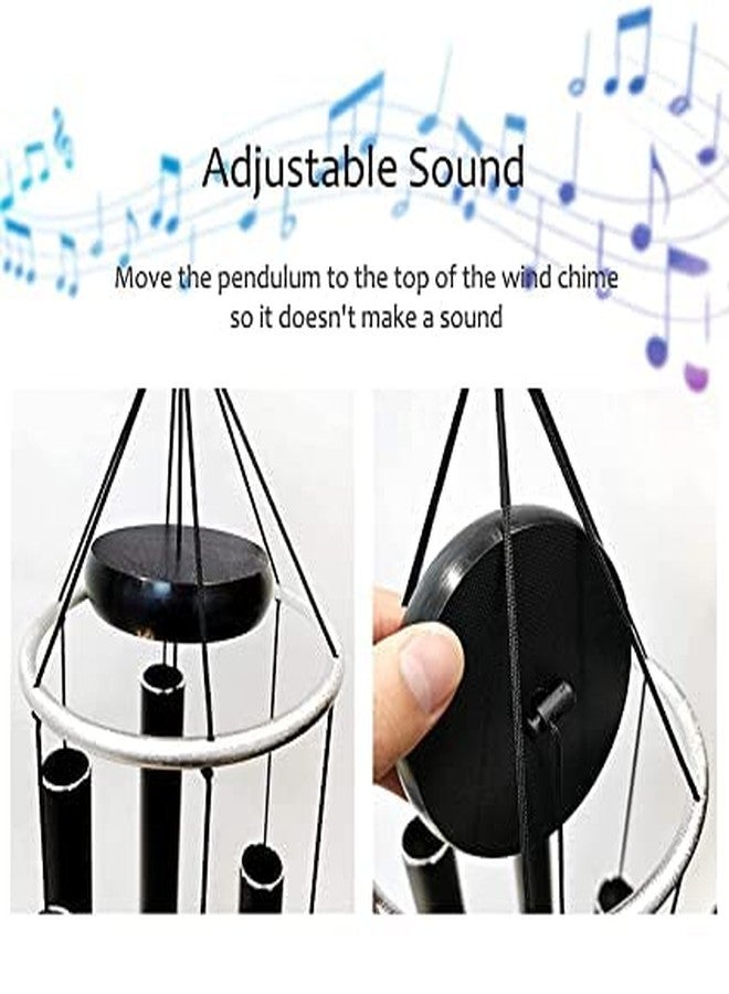 LEIGARF أجراس رياح سوداء من ليغارف لإضفاء طاقة إيجابية على المنزل | أجراس رياح للشرفة وغرفة النوم بصوت عذب (طولها 42 بوصة) - Image 3